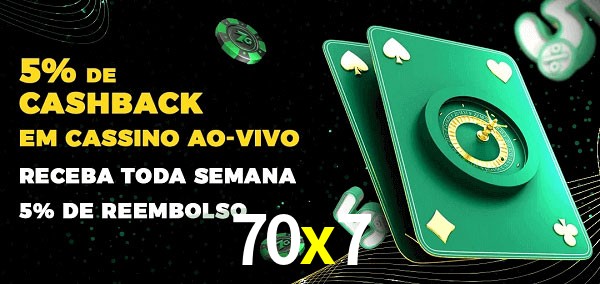 Promoções do cassino ao Vivo 70x7